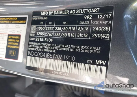 2018 Mercedes-Benz Glc 300 из США, поврежденный, VIN WDC0G4JB5JV061930